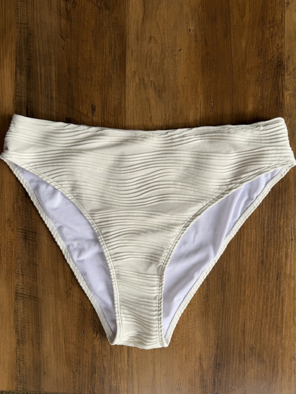 White 2XL High-Waist White Textured Bikini Bottom
